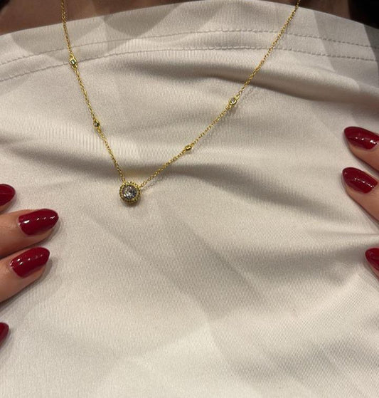 قلادة سلسلتين طويلة من الفضة الإسترلينية 925 بزركون مطلية بالذهب للنساء